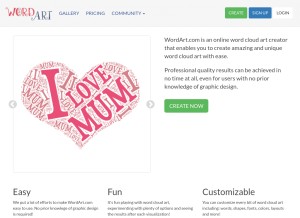 How wordart.com looks like on a tablet such as an iPad.