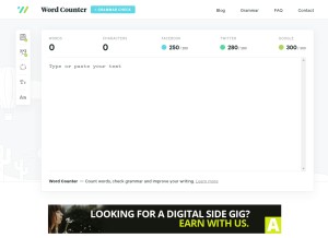 How wordcounter.io looks like on a tablet such as an iPad.