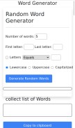 How wordgenerator.me looks like on a mobile device such as an iPhone.