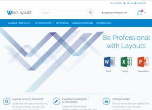 How wordlayouts.com looks like on a tablet such as an iPad.