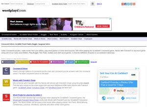 How wordplays.com looks like on a tablet such as an iPad.