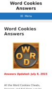How wordscookiesanswers.com looks like on a mobile device such as an iPhone.