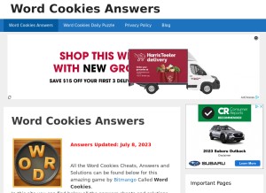 How wordscookiesanswers.com looks like on a tablet such as an iPad.