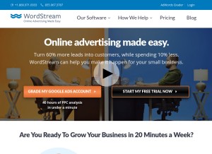 How wordstream.com looks like on a tablet such as an iPad.