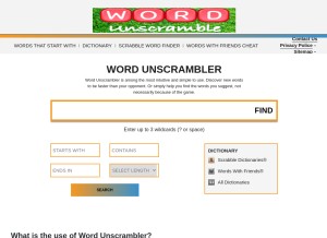 How wordunscramble.co looks like on a tablet such as an iPad.