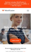 How workfusion.com looks like on a mobile device such as an iPhone.
