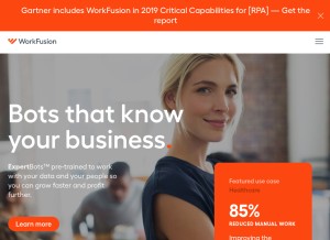 How workfusion.com looks like on a tablet such as an iPad.