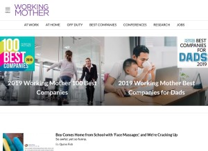How workingmother.com looks like on a tablet such as an iPad.
