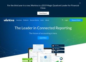 How workiva.com looks like on a tablet such as an iPad.