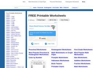 How worksheetfun.com looks like on a tablet such as an iPad.
