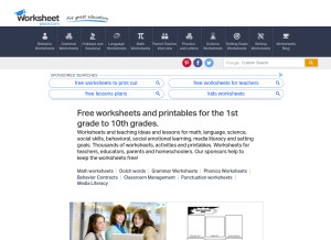 How worksheetplace.com looks like on a tablet such as an iPad.