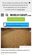How world-grain.com looks like on a mobile device such as an iPhone.