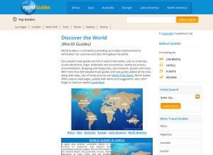 How world-guides.com looks like on a tablet such as an iPad.