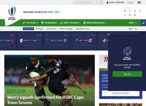 How world.rugby looks like on a tablet such as an iPad.