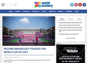 How worldarchery.org looks like on a tablet such as an iPad.