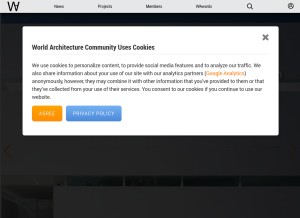 How worldarchitecture.org looks like on a tablet such as an iPad.