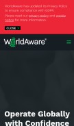 How worldaware.com looks like on a mobile device such as an iPhone.