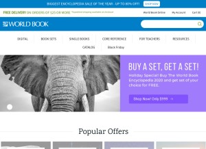 How worldbook.com looks like on a tablet such as an iPad.