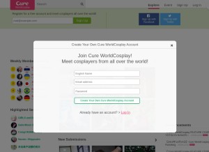 How worldcosplay.net looks like on a tablet such as an iPad.