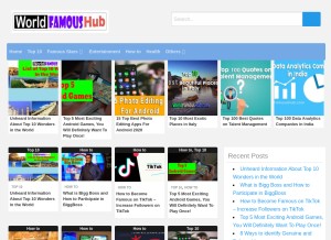 How worldfamoushub.com looks like on a tablet such as an iPad.
