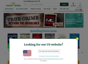 How worldofbooks.com looks like on a tablet such as an iPad.