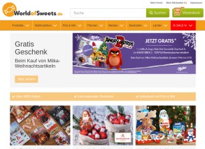 How worldofsweets.de looks like on a tablet such as an iPad.