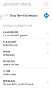 How worldometers.info looks like on a mobile device such as an iPhone.