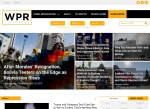 How worldpoliticsreview.com looks like on a tablet such as an iPad.