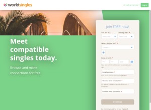 How worldsingles.com looks like on a tablet such as an iPad.