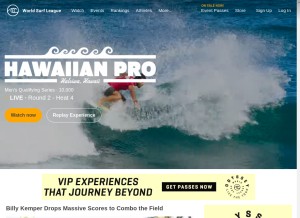How worldsurfleague.com looks like on a tablet such as an iPad.