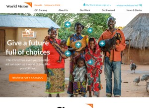 How worldvision.org looks like on a tablet such as an iPad.