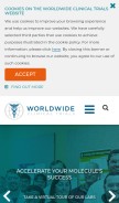 How worldwide.com looks like on a mobile device such as an iPhone.