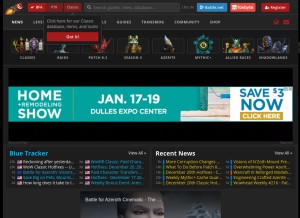 How wowhead.com looks like on a tablet such as an iPad.
