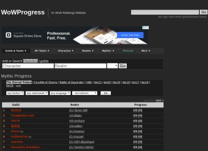How wowprogress.com looks like on a tablet such as an iPad.