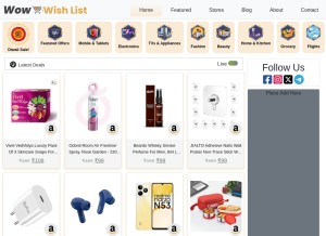 How wowwishlist.com looks like on a tablet such as an iPad.