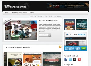 How wparchive.com looks like on a tablet such as an iPad.