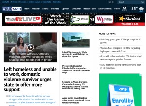 How wral.com looks like on a tablet such as an iPad.