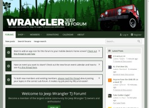 How wranglertjforum.com looks like on a tablet such as an iPad.