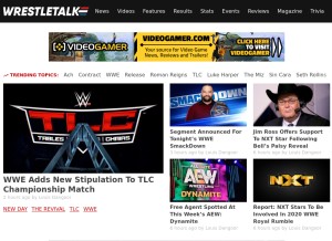 How wrestletalk.com looks like on a tablet such as an iPad.