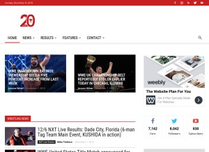 How wrestleview.com looks like on a tablet such as an iPad.