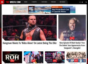 How wrestlezone.com looks like on a tablet such as an iPad.