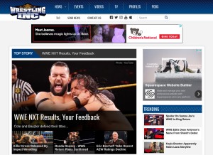 How wrestlinginc.com looks like on a tablet such as an iPad.