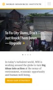How wri.org looks like on a mobile device such as an iPhone.
