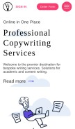 How writingmetier.com looks like on a mobile device such as an iPhone.