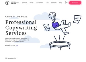 How writingmetier.com looks like on a tablet such as an iPad.