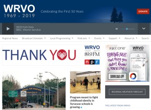 How wrvo.org looks like on a tablet such as an iPad.
