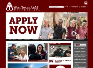 How wtamu.edu looks like on a tablet such as an iPad.