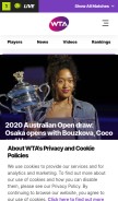 How wtatennis.com looks like on a mobile device such as an iPhone.