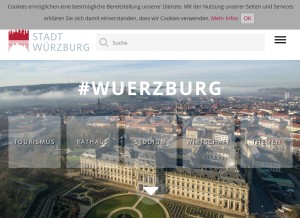 How wuerzburg.de looks like on a tablet such as an iPad.