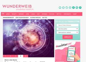 How wunderweib.de looks like on a tablet such as an iPad.